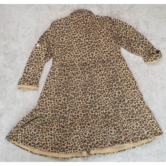 She Street Leopard Print Tan Denim Tiered Shirt Dress Womens Size SM - Picture 2 of 14